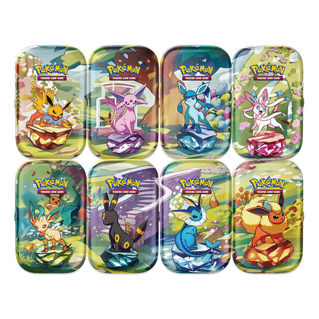 Pokemon Prismatic Evolutions Mini Tin Display Hobbiesville pokemon-prismatic-evolutions-mini-tin-display-hobbiesville