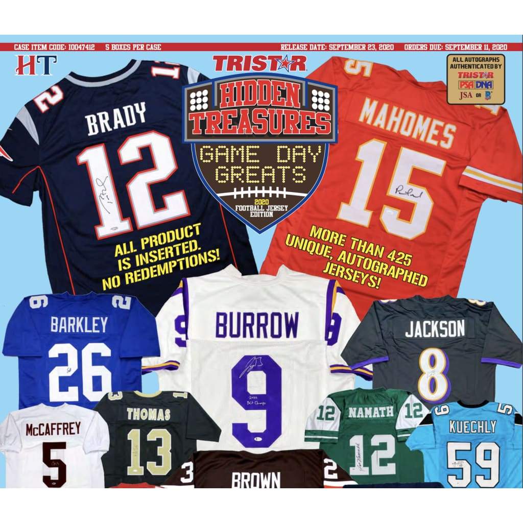 2022 Tristar Hidden Treasures Game Day Greats Autographed Football Jersey  5-Box Case