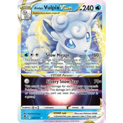 Alolan Vulpix VSTAR (034/195) Rare Holo Holofoil - Single