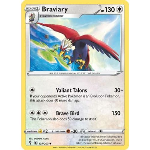 Braviary (137/203) Uncommon Reverse Holofoil - Single