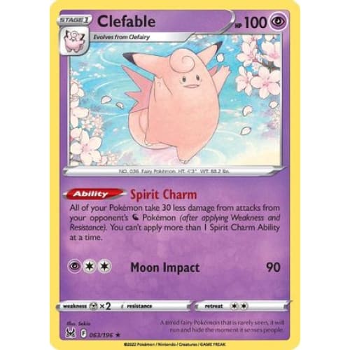 Clefable (063/196) Rare Classic Reverse Holofoil - Single