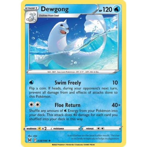 Dewgong (034/196) Rare Classic Reverse Holofoil - Single