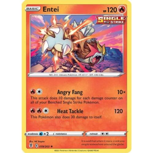 Entei (019/203) Holo Rare Reverse Holofoil - Single