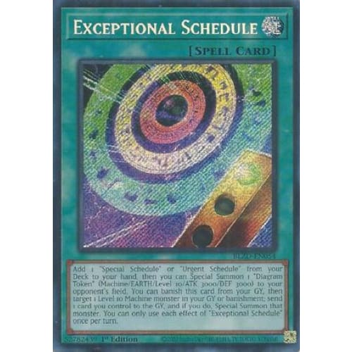 Exceptional Schedule - BLZD-EN054 Secret Rare 1st Edition