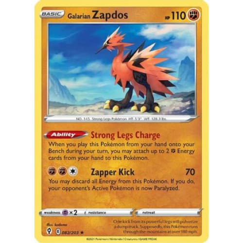 Galarian Zapdos (082/203) Holo Rare Holofoil - Single