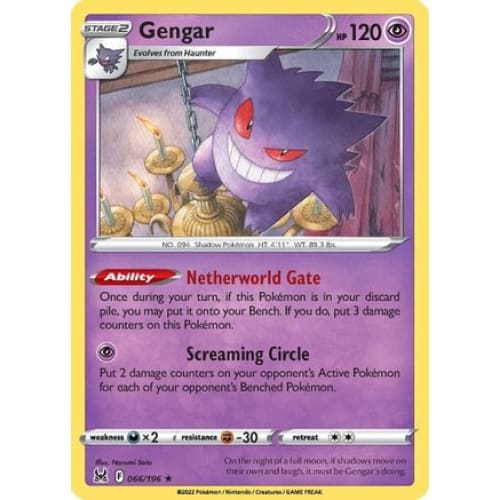 Gengar (066/196) Holo Rare Reverse Holofoil - Single