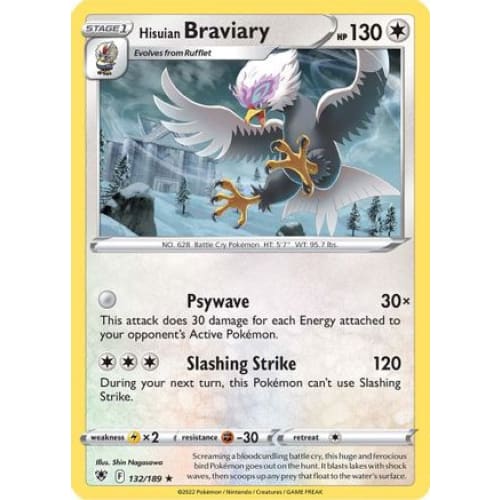 Hisuian Braviary (132/189) Rare Classic - Single