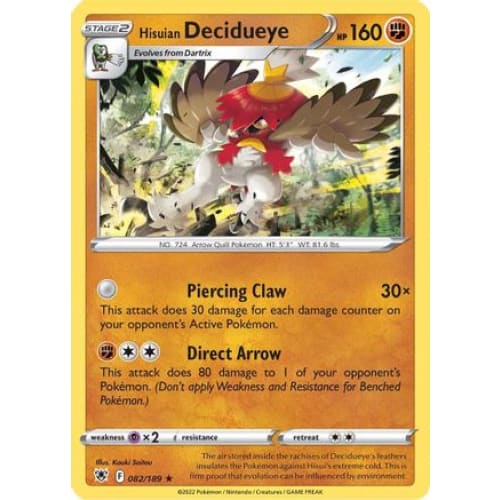 Hisuian Decidueye (082/189) Holo Rare Reverse Holofoil