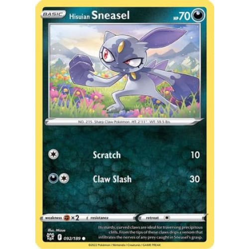 Hisuian Sneasel (092/189) Common Reverse Holofoil - Single