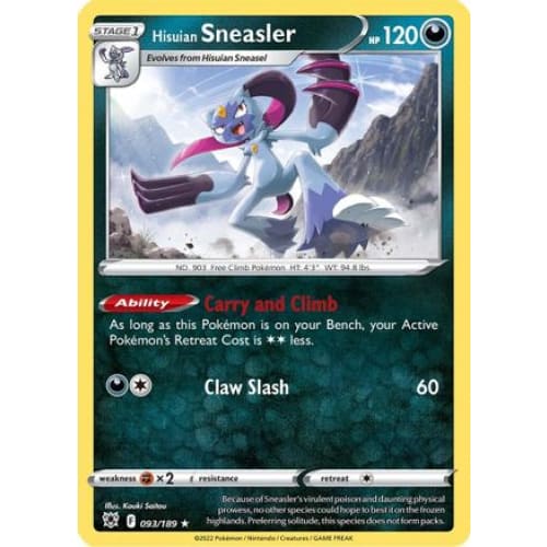 Hisuian Sneasler (093/189) Holo Rare Reverse Holofoil