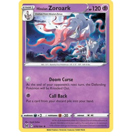 Hisuian Zoroark (076/196) Holo Rare Holofoil - Single