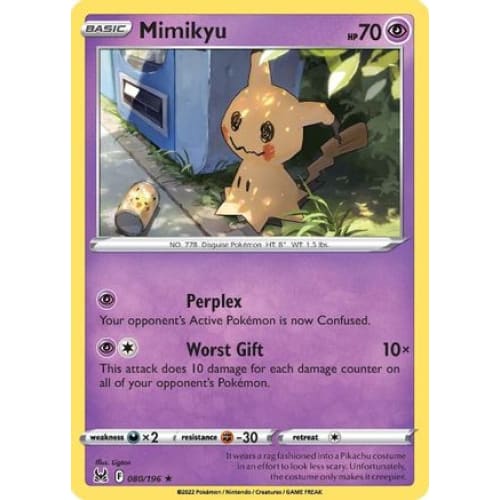 Mimikyu (080/196) Rare Classic Reverse Holofoil - Single