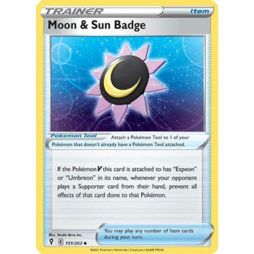 Moon & Sun Badge (151/203) Uncommon Reverse Holofoil