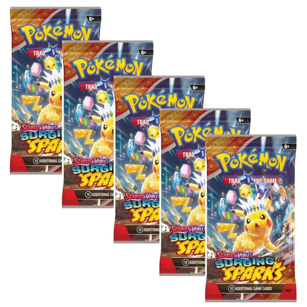 Pokemon Surging Sparks 5 Pack Bundle by Pokemon Hobbiesville Pokemon Surging Sparks 5 Pack Bundle by Pokemon Hobbiesville