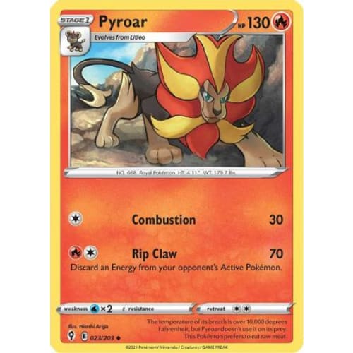 Pyroar (023/203) Uncommon Reverse Holofoil - Single
