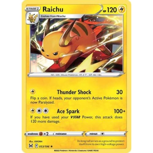 Raichu (053/196) Rare Classic Reverse Holofoil - Single