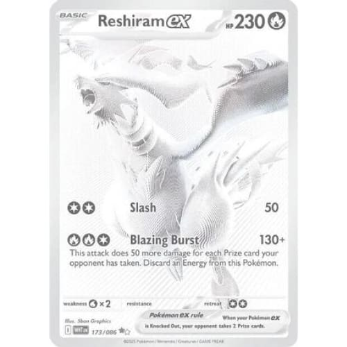 Reshiram ex - 173/086 (173) Black White Rare Holofoil