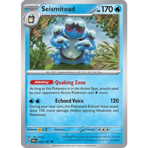 Seismitoad (052/197) Uncommon Reverse Holofoil - Single