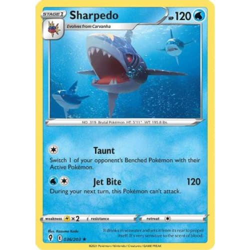 Sharpedo (036/203) Rare Classic Reverse Holofoil - Single