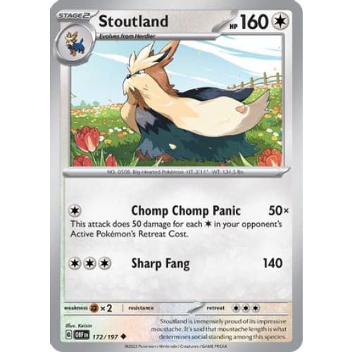 Stoutland (172/197) Uncommon Reverse Holofoil - Single