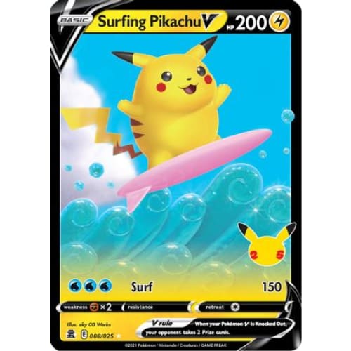 Surfing Pikachu V (008/025) Holo Rare Holofoil - Single