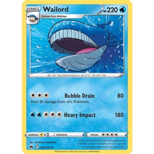Wailord (032) Rare Classic - Single
