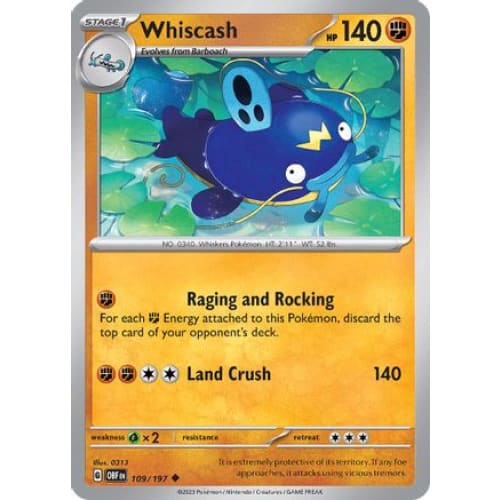 Whiscash (109) Uncommon Reverse Holofoil - Single