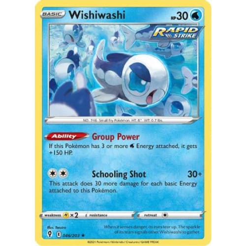 Wishiwashi (046/203) Rare Classic Reverse Holofoil - Single