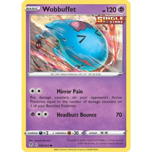 Wobbuffet (066/203) Common Reverse Holofoil - Single