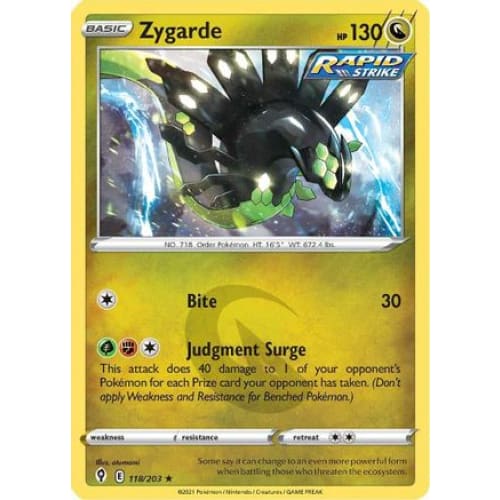 Zygarde (118/203) Holo Rare Reverse Holofoil - Single