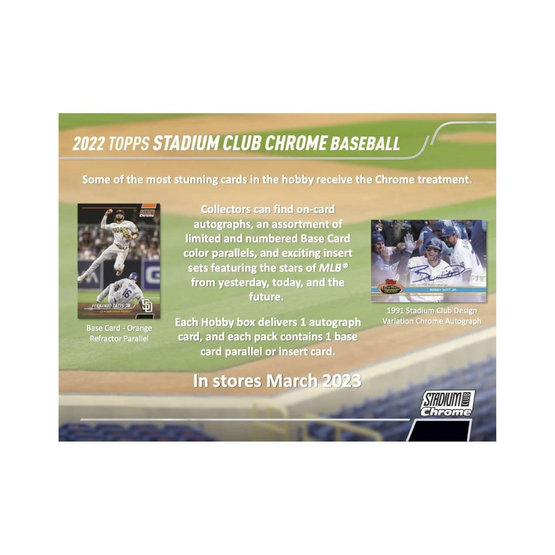 2022 Topps Stadium Club Chrome Baseball Hobby Box By Topps