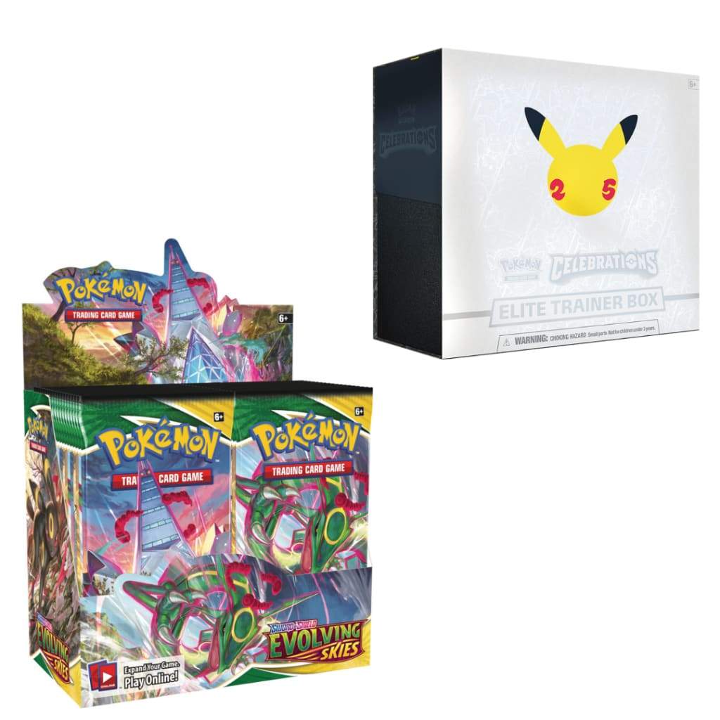 Evolving Skies Booster Box + Celebrations Elite Trainer Box Hobbiesville Evolving Skies Booster Box + Celebrations Elite Trainer Box Hobbiesville