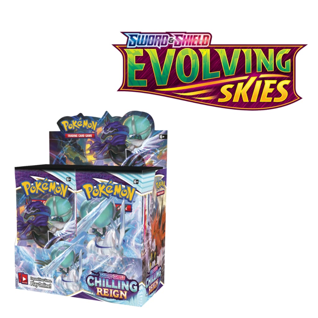 Pokémon Evolving Skies Booster Box + Chilling Reign Booster – Hobbiesville